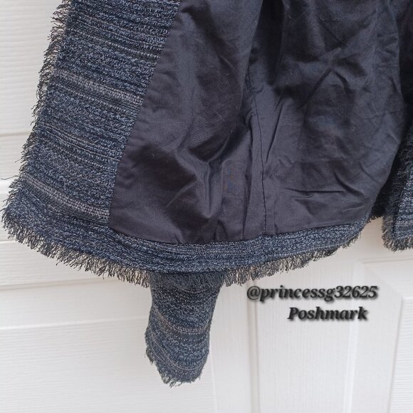 ๐๐ธ๐ฒ๐ฎ Fringe-Trim Tweed Blazer Black/Gray M - Picture 5 of 7